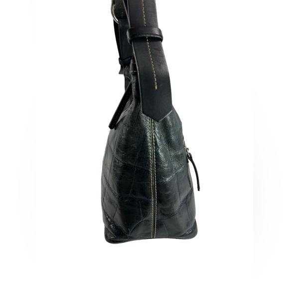 Vintage DOONEY & BOURKE green croc patten leather shoulder bag purse hobo - Picture 3 of 11